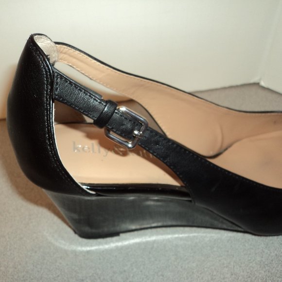 Kelly & Katie Women's 9.5 M Shoes Pump Wedge Black Leather Rd Toe - Picture 11 of 13
